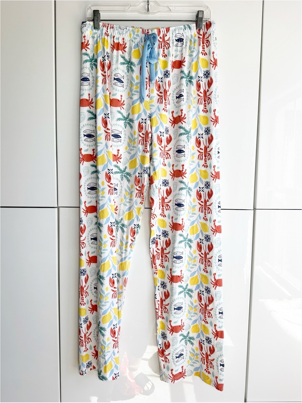 PJ Salvage 2 Piece Pajama Set Lobster Crab Seafood Boil Size Medium White Red - Picture 7 of 9